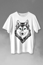 Kurt Kafası Wolf Head Bozkurt Yeşil Gözlü Baskılı Tişört Unisex T-shirt - 1