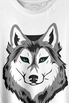 Kurt Kafası Wolf Head Bozkurt Yeşil Gözlü Baskılı Tişört Unisex T-shirt - 2