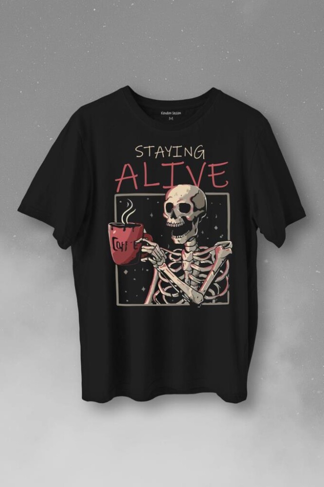 Kuru Kafa Kahve Coffee Baskılı Tişört Unisex T-Shirt - KENDİM SEÇTİM