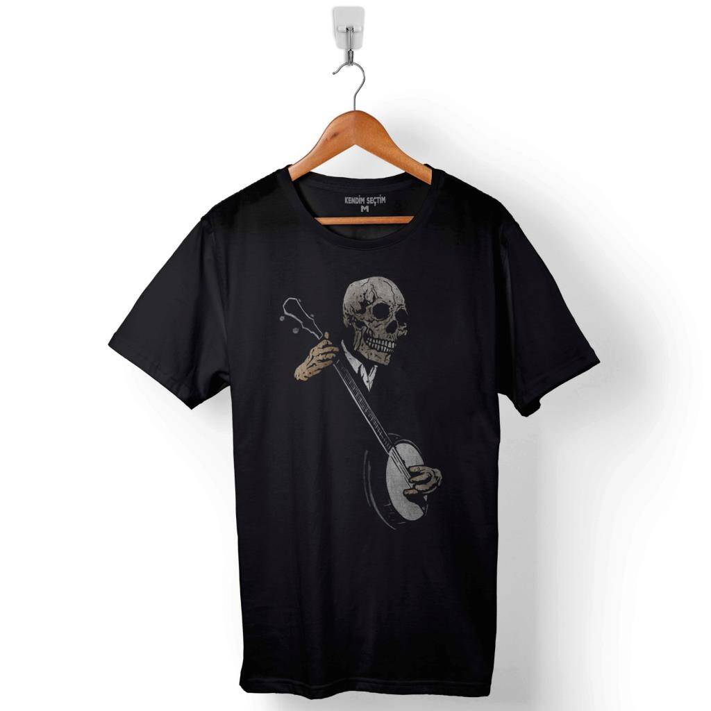 Kuru Kafa Skullboys Müzik Müzisyen Baskılı Tişört Unisex T-Shirt - 1