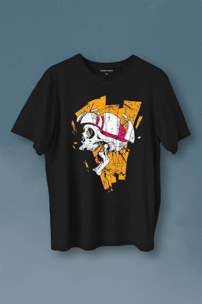 Kurukafa Metal Skull Rock Baskılı Tişört Unisex T-Shirt - 1
