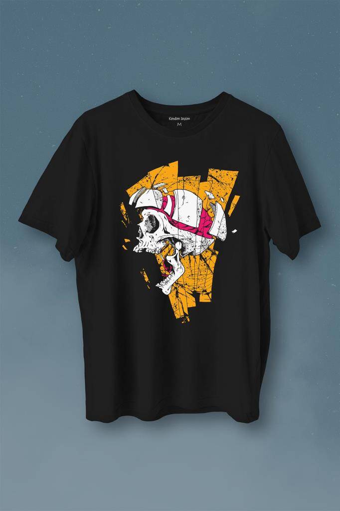 Kurukafa Metal Skull Rock Baskılı Tişört Unisex T-Shirt - 1