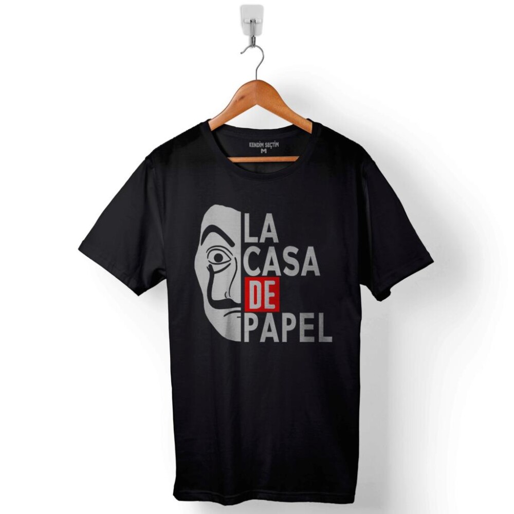 La Casa De Papel Lacasa Half Face Yarım Yüz Baskılı Tişört Unisex T-Shirt - 1