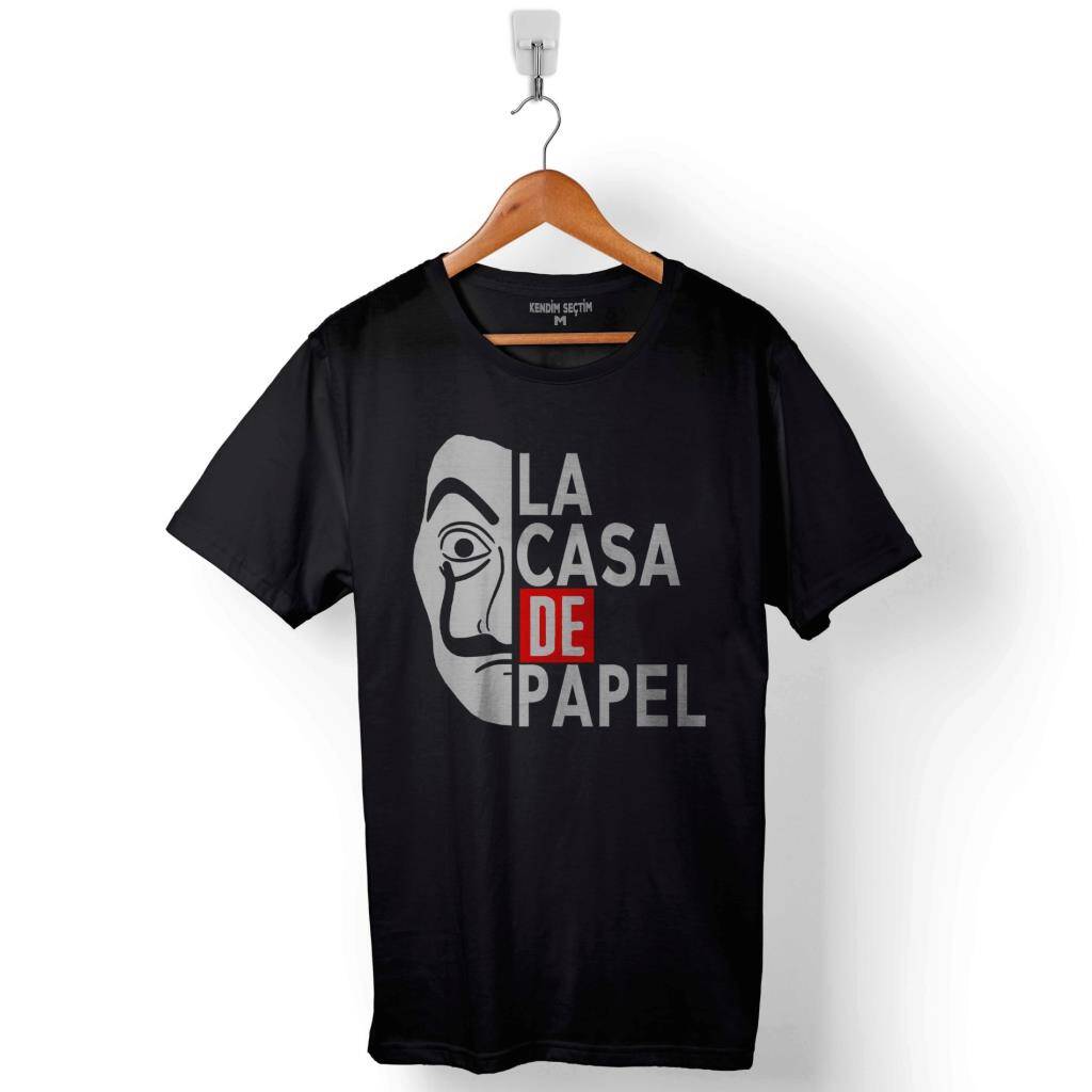 La Casa De Papel Lacasa Half Face Yarım Yüz Baskılı Tişört Unisex T-Shirt - 1