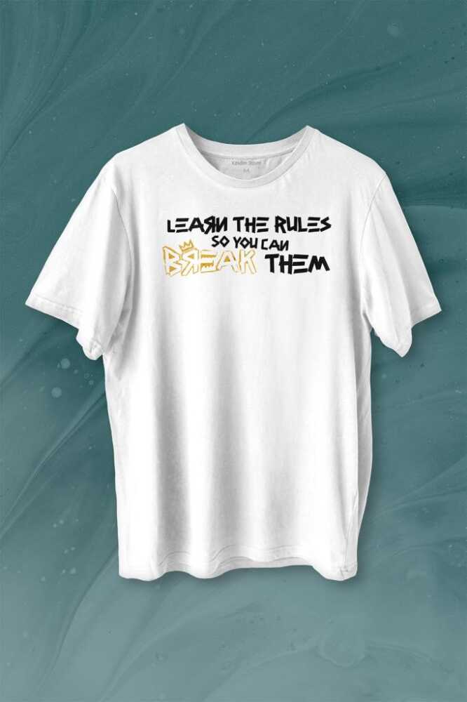 Learn The Rules Break Them Basquiat Kuralları Yık Baskılı Tişört Unisex T-shirt - 1