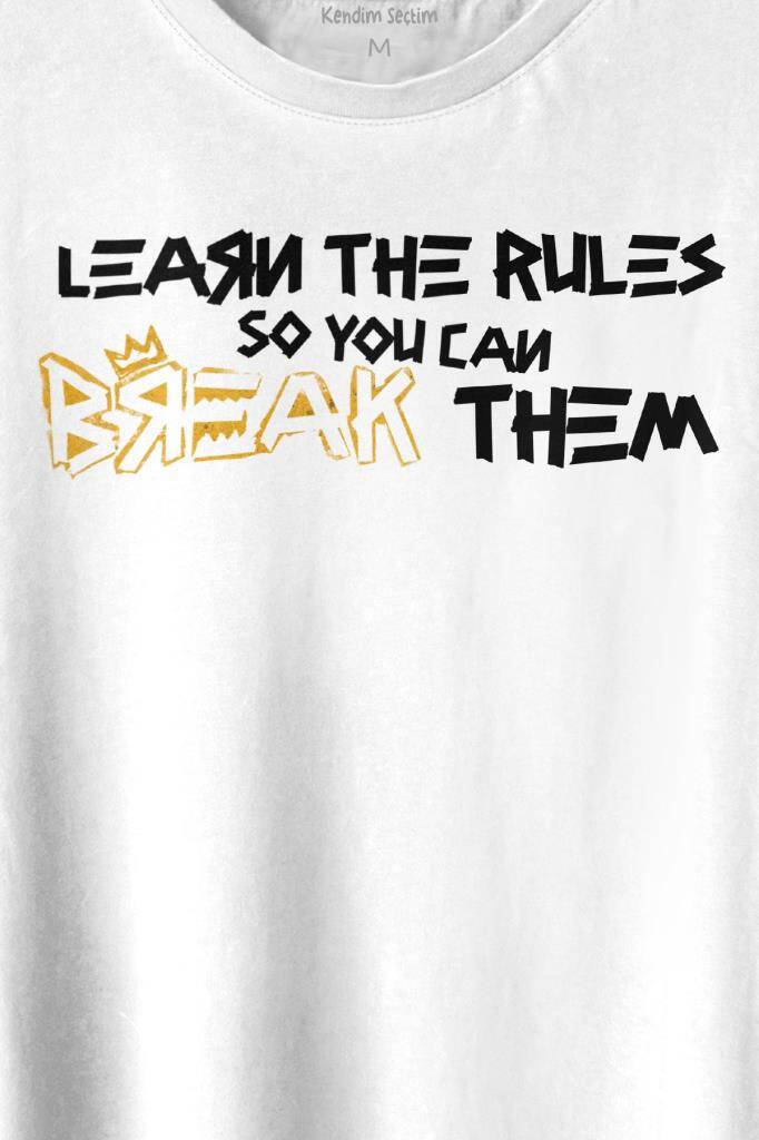 Learn The Rules Break Them Basquiat Kuralları Yık Baskılı Tişört Unisex T-shirt (1)