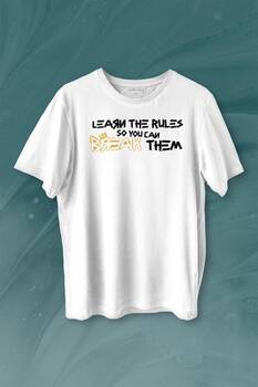 Learn The Rules Break Them Basquiat Kuralları Yık Baskılı Tişört Unisex T-shirt - 1
