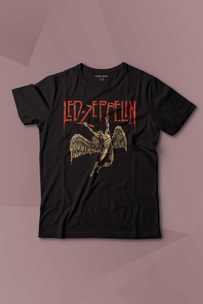 Led Zeppelin Falling Angel Rock Music Baskılı Çocuk Tişört Kısa Kollu - KENDİM SEÇTİM