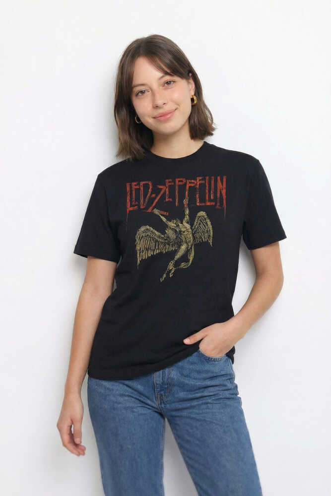 Led Zeppelin Falling Angel Rock Music Baskılı Tişört Unisex T-Shirt (1)