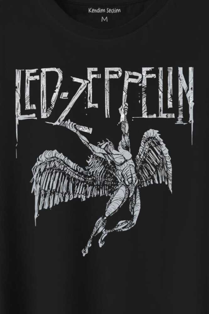 Led Zeppelin Falling Angel Rock Music Baskılı Tişört Unisex T-Shirt (1)
