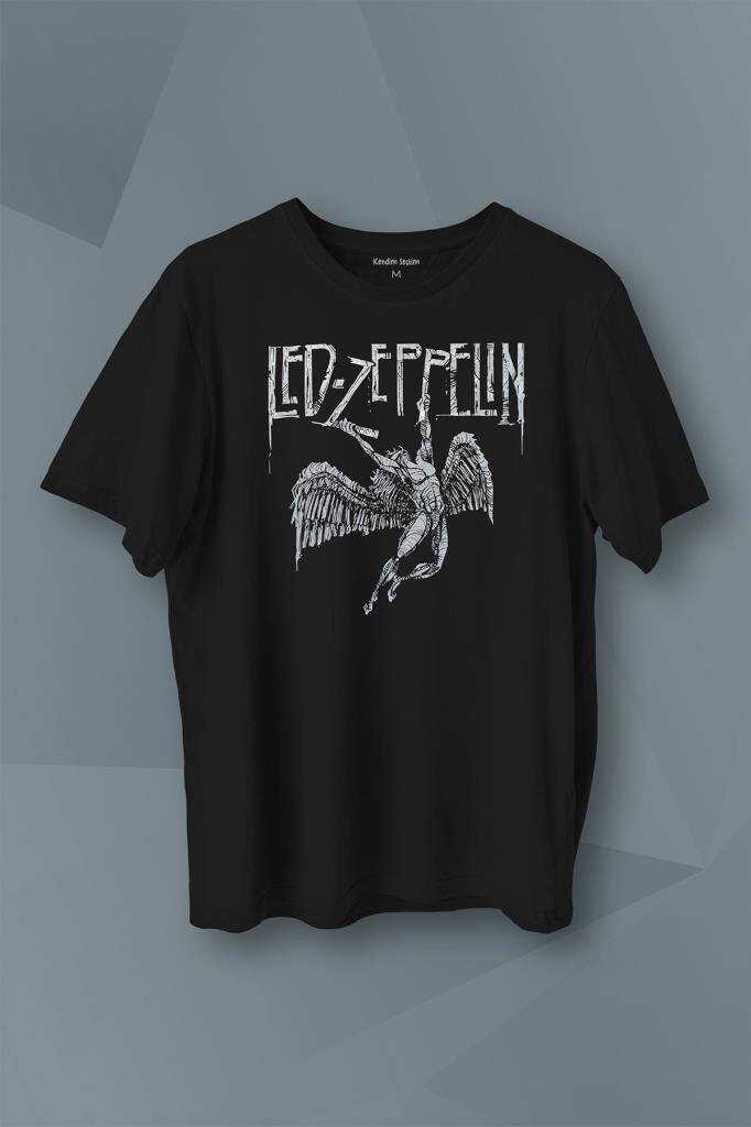 Led Zeppelin Falling Angel Rock Music Baskılı Tişört Unisex T-Shirt - 1