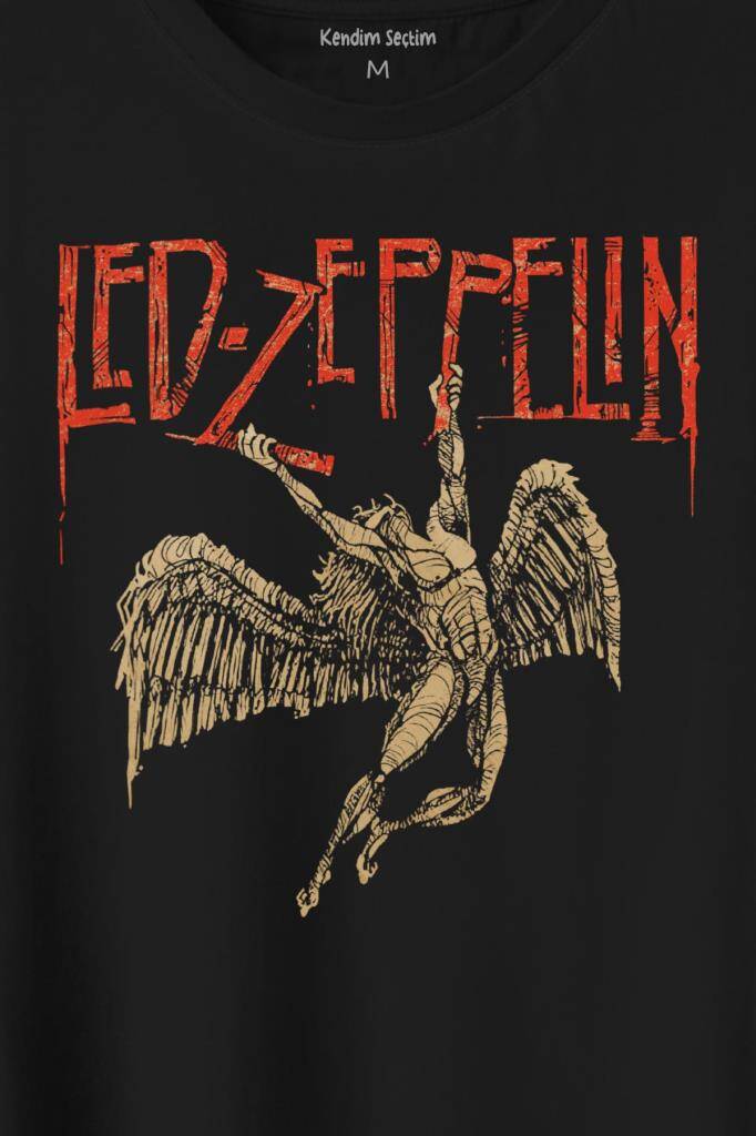 Led Zeppelin Falling Angel Rock Music Baskılı Tişört Unisex T-Shirt (1)