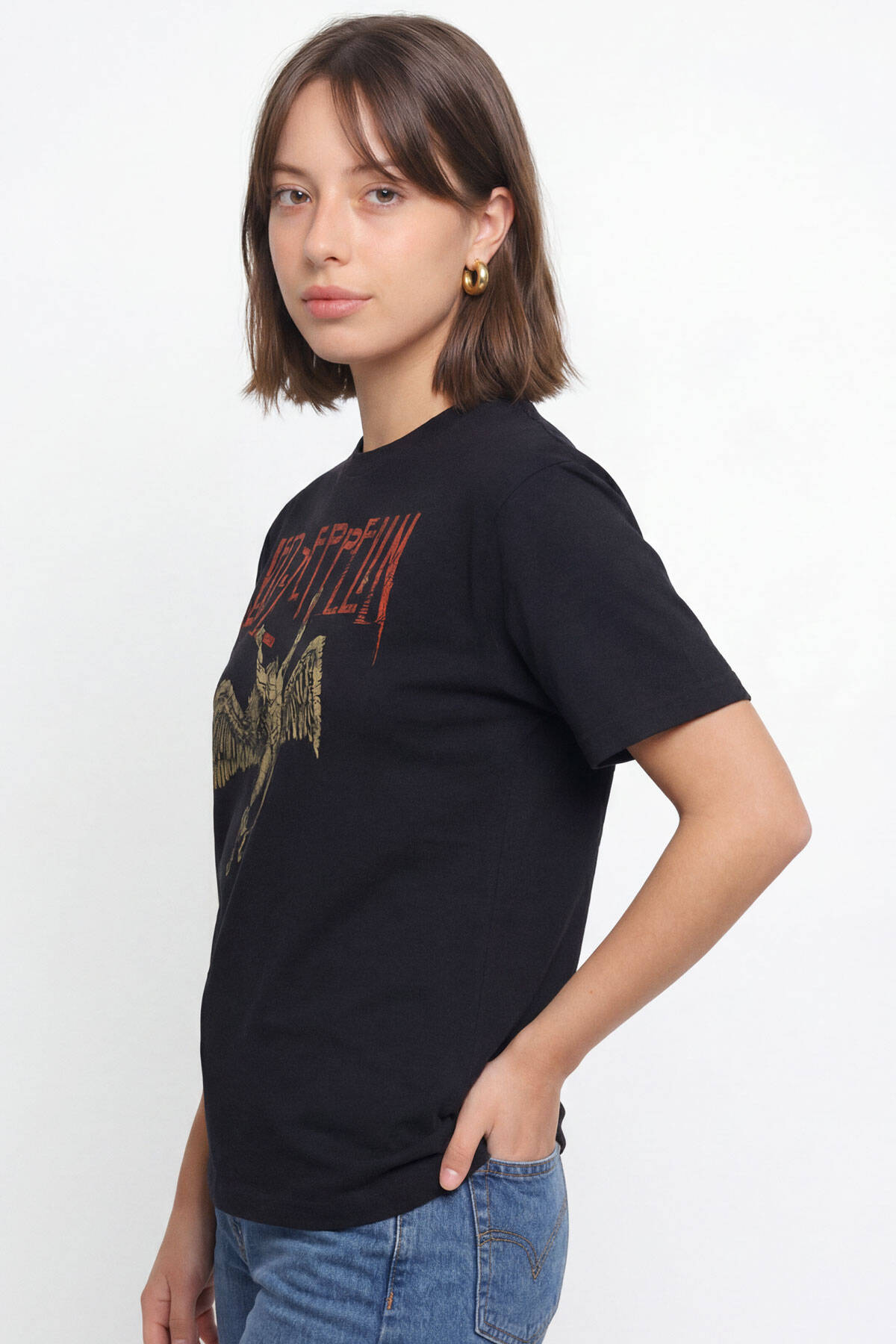 Led Zeppelin Falling Angel Rock Music Baskılı Tişört Unisex T-Shirt - 3