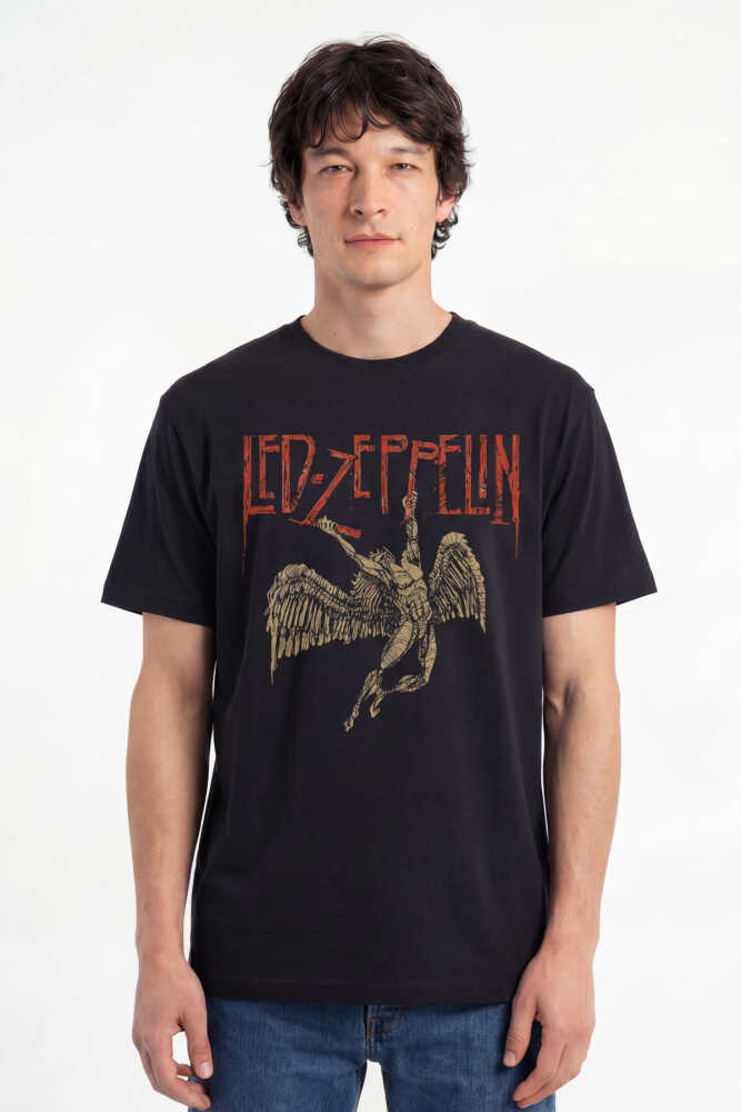 Led Zeppelin Falling Angel Rock Music Baskılı Tişört Unisex T-Shirt - 5