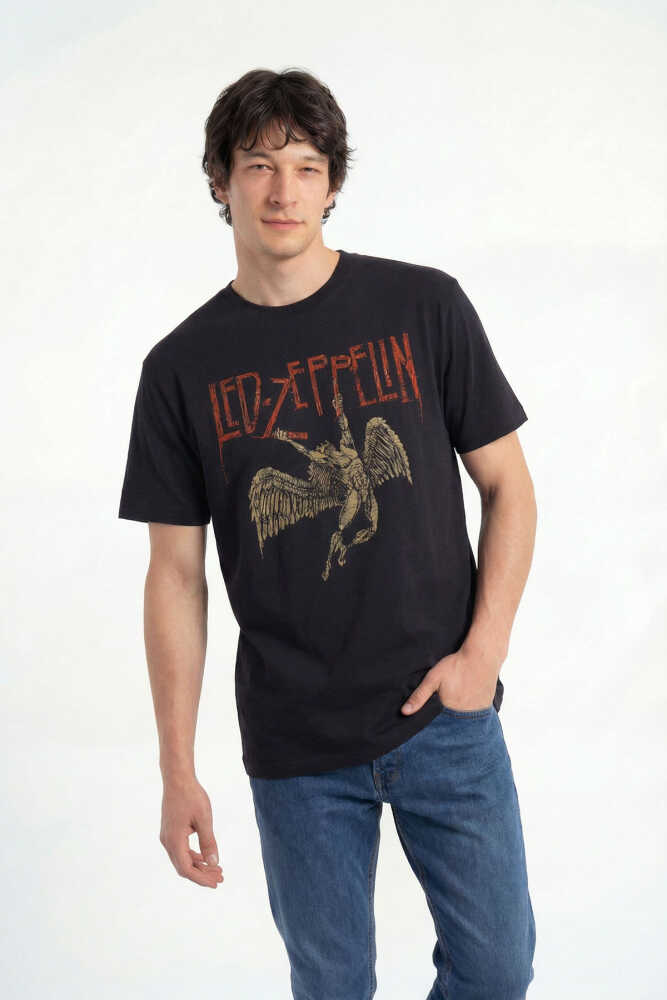 Led Zeppelin Falling Angel Rock Music Baskılı Tişört Unisex T-Shirt - 6