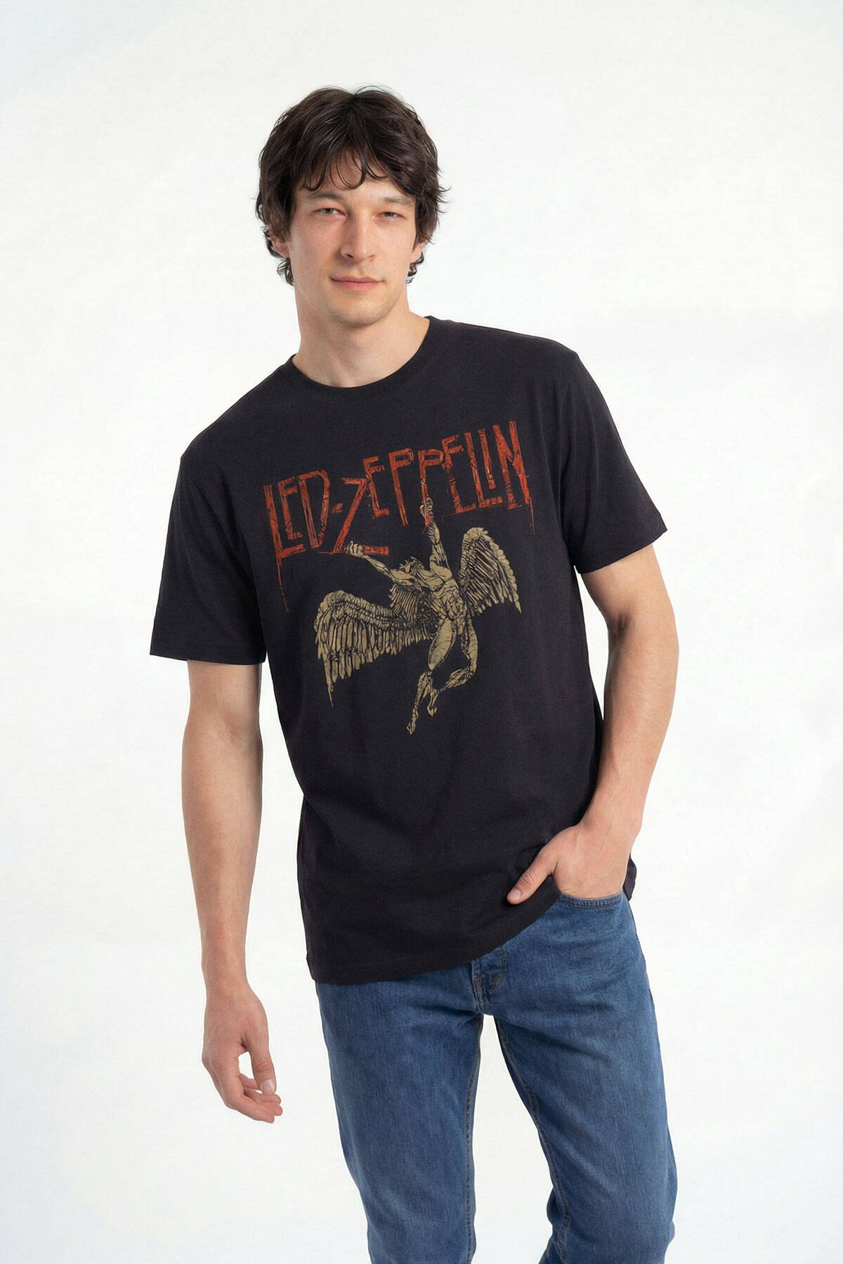Led Zeppelin Falling Angel Rock Music Baskılı Tişört Unisex T-Shirt - 6