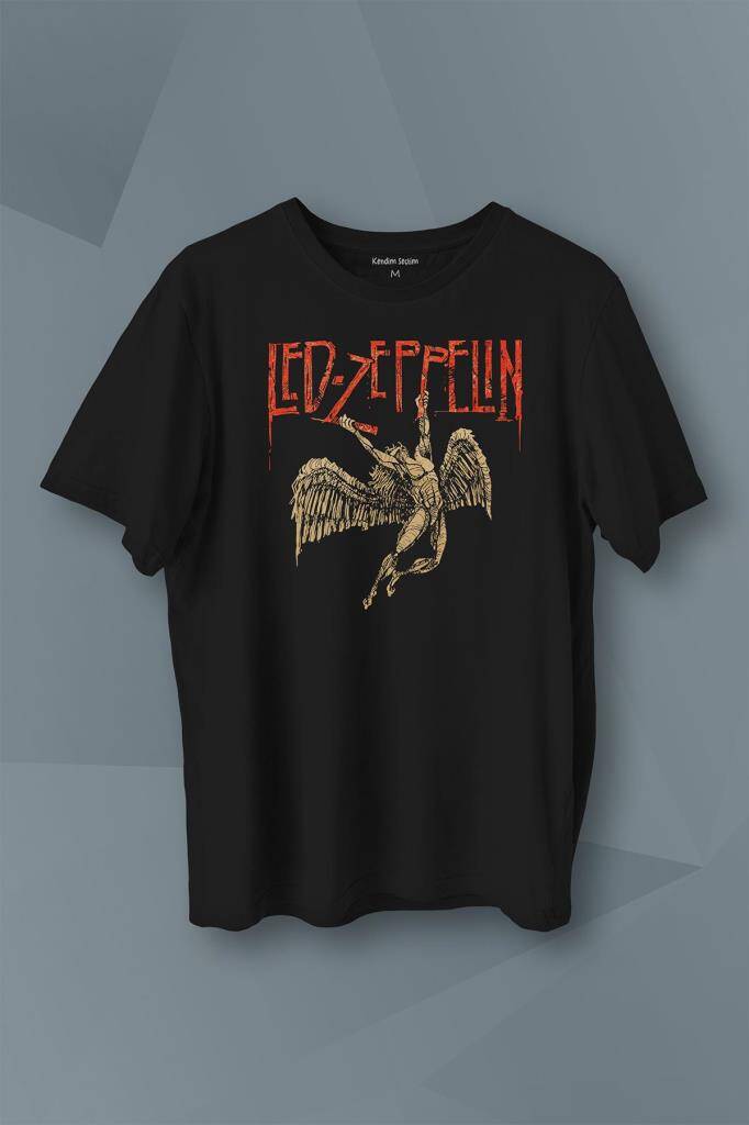 Led Zeppelin Falling Angel Rock Music Baskılı Tişört Unisex T-Shirt - 1