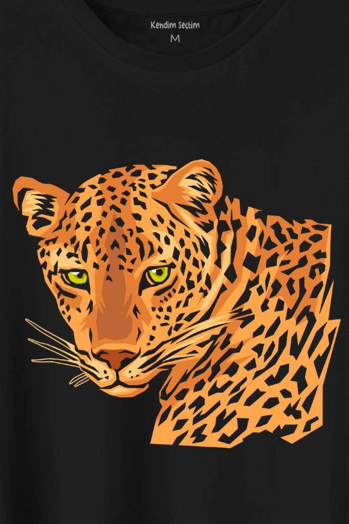 Leopard Face Çıta Lepoar Yüzü Lion Head Baskılı Tişört Unisex T-Shirt (1)