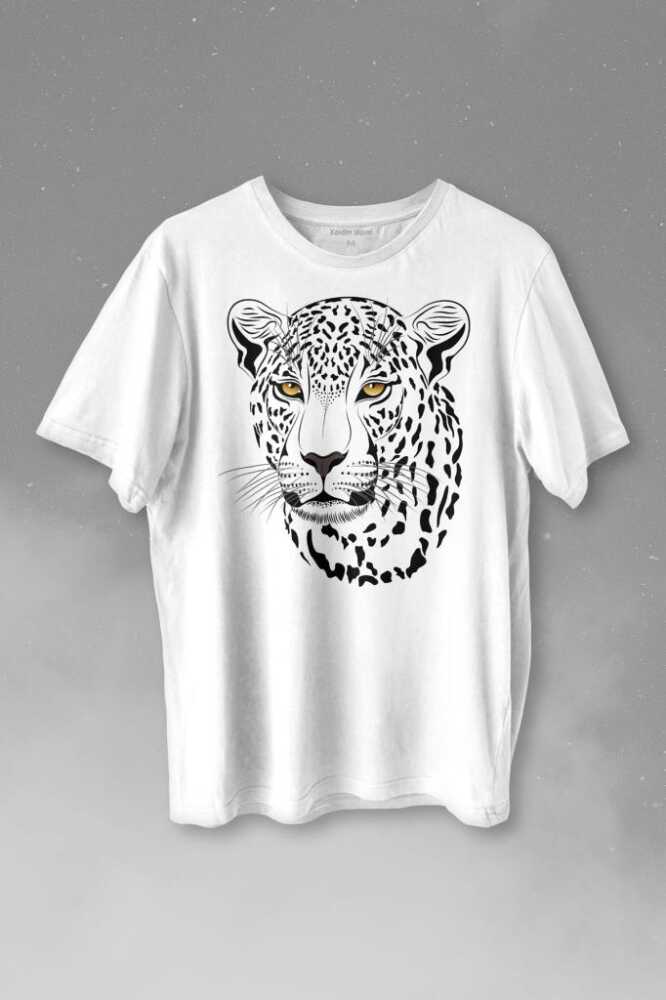 Leopard Face Çıta Lepoar Yüzü Lion Head Baskılı Tişört Unisex T-shirt - 1
