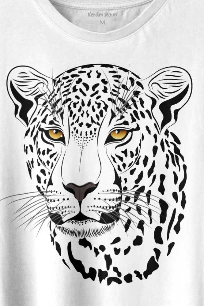 Leopard Face Çıta Lepoar Yüzü Lion Head Baskılı Tişört Unisex T-shirt - 2