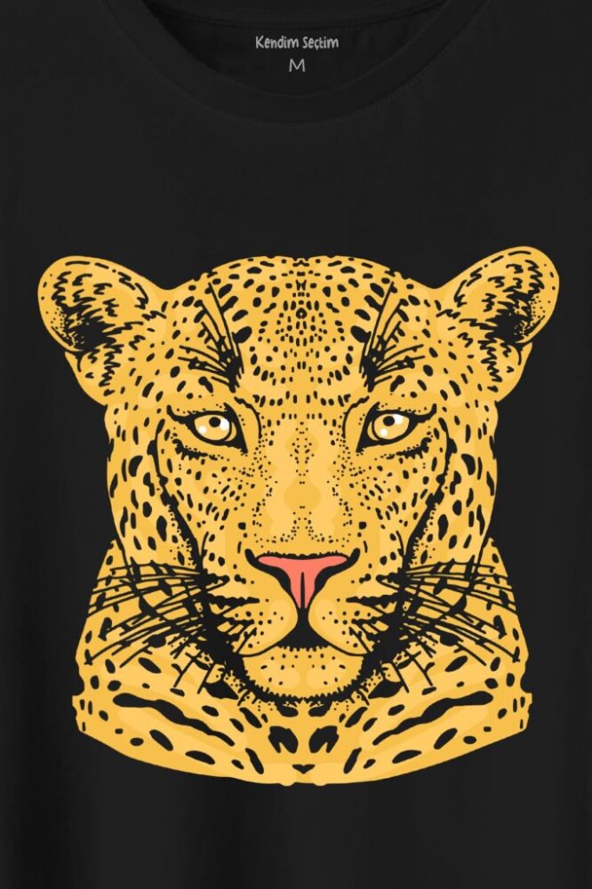 Leopard Face Çıta Lepoar Yüzü Lion Head Baskılı Tişört Unisex T-Shirt (1)
