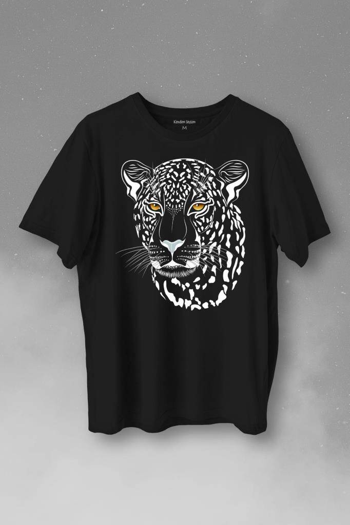 Leopard Face Çıta Lepoar Yüzü Lion Head Baskılı Tişört Unisex T-Shirt - 1