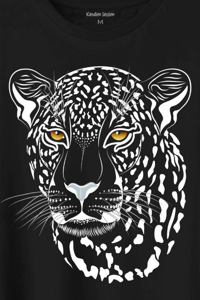 Leopard Face Çıta Lepoar Yüzü Lion Head Baskılı Tişört Unisex T-Shirt (1)