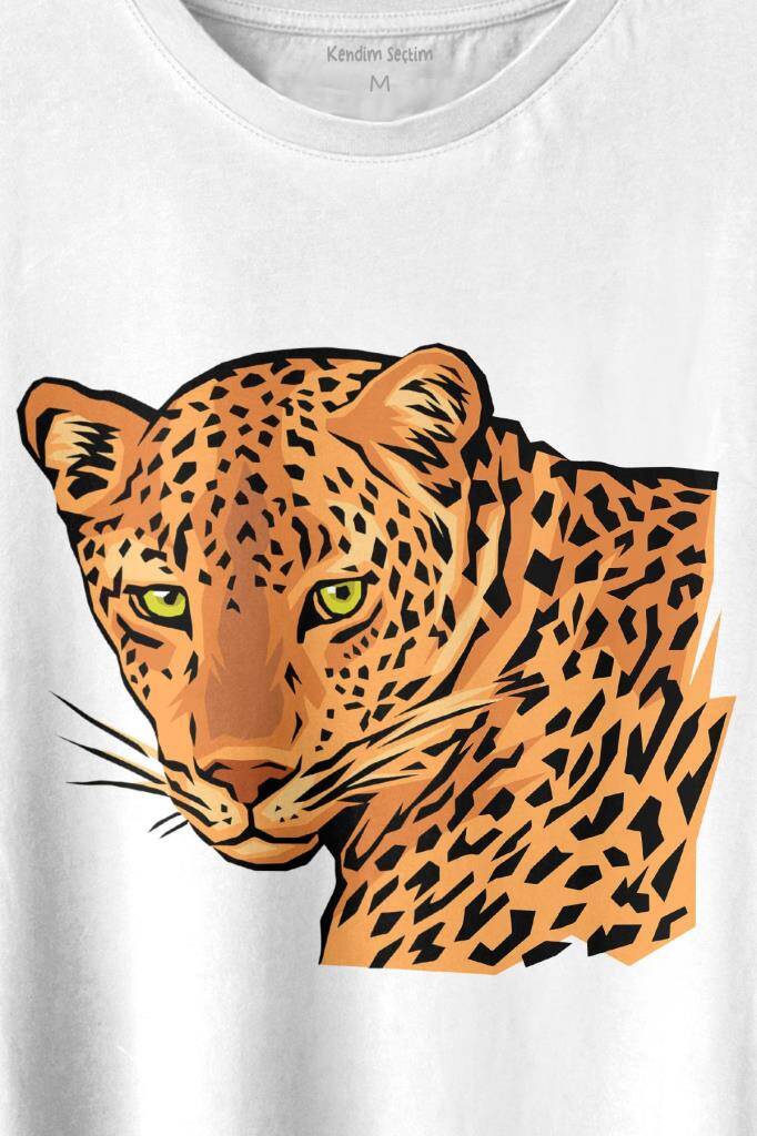 Leopard Face Çıta Lepoar Yüzü Lion Head Baskılı Tişört Unisex T-shirt - 2