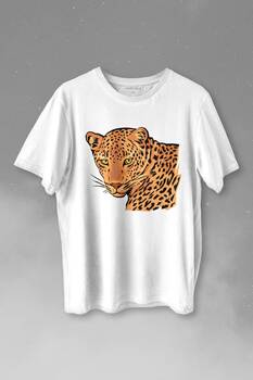 Leopard Face Çıta Lepoar Yüzü Lion Head Baskılı Tişört Unisex T-shirt - 1