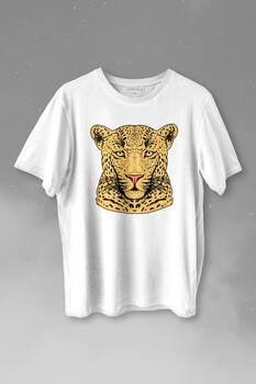 Leopard Face Çıta Lepoar Yüzü Lion Head Baskılı Tişört Unisex T-shirt - 1