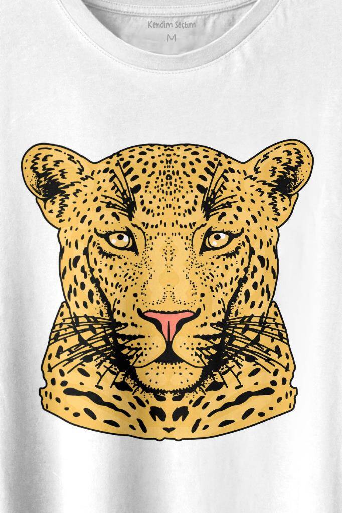 Leopard Face Çıta Lepoar Yüzü Lion Head Baskılı Tişört Unisex T-shirt - 2