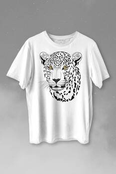 Leopard Face Çıta Lepoar Yüzü Lion Head Baskılı Tişört Unisex T-shirt - 1