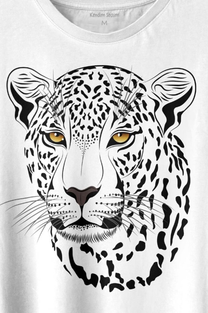 Leopard Face Çıta Lepoar Yüzü Lion Head Baskılı Tişört Unisex T-shirt - 2