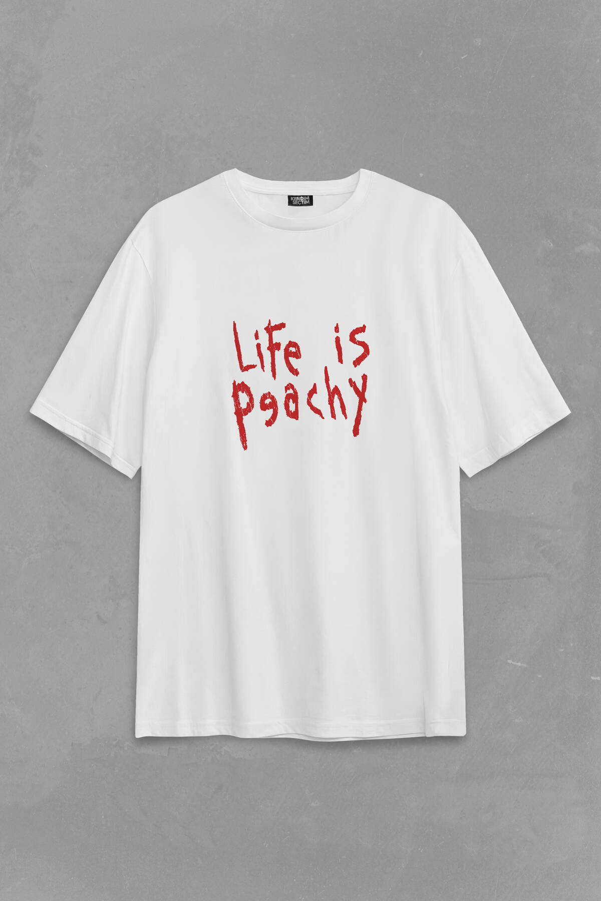 Life is Peachy Korn Metal Music Numetal RapCore Guitar Yazı Baskılı Oversize Beyaz T-shirt - 1