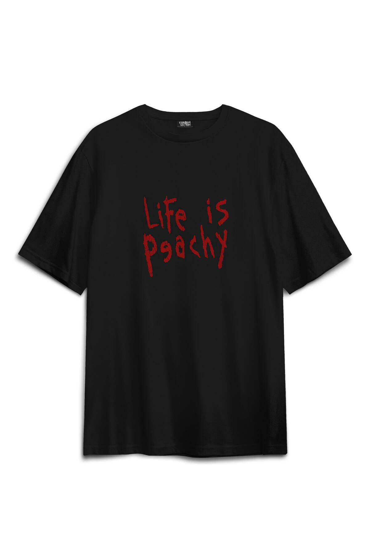 Life is Peachy Korn Metal Music Numetal RapCore Guitar Yazı Baskılı Oversize Siyah T-shirt - 1