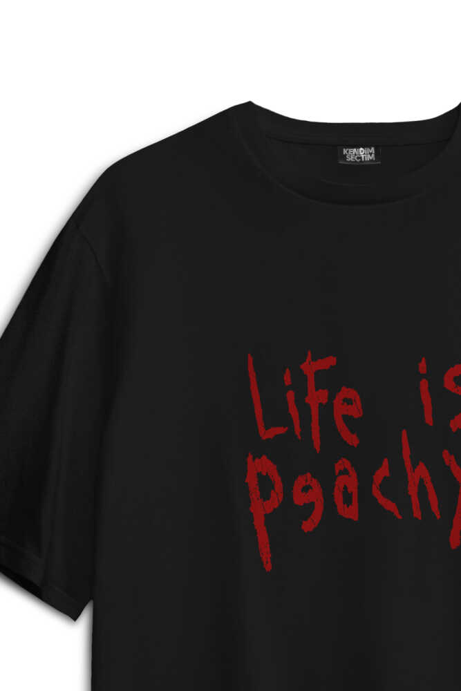 Life is Peachy Korn Metal Music Numetal RapCore Guitar Yazı Baskılı Oversize Siyah T-shirt (1)
