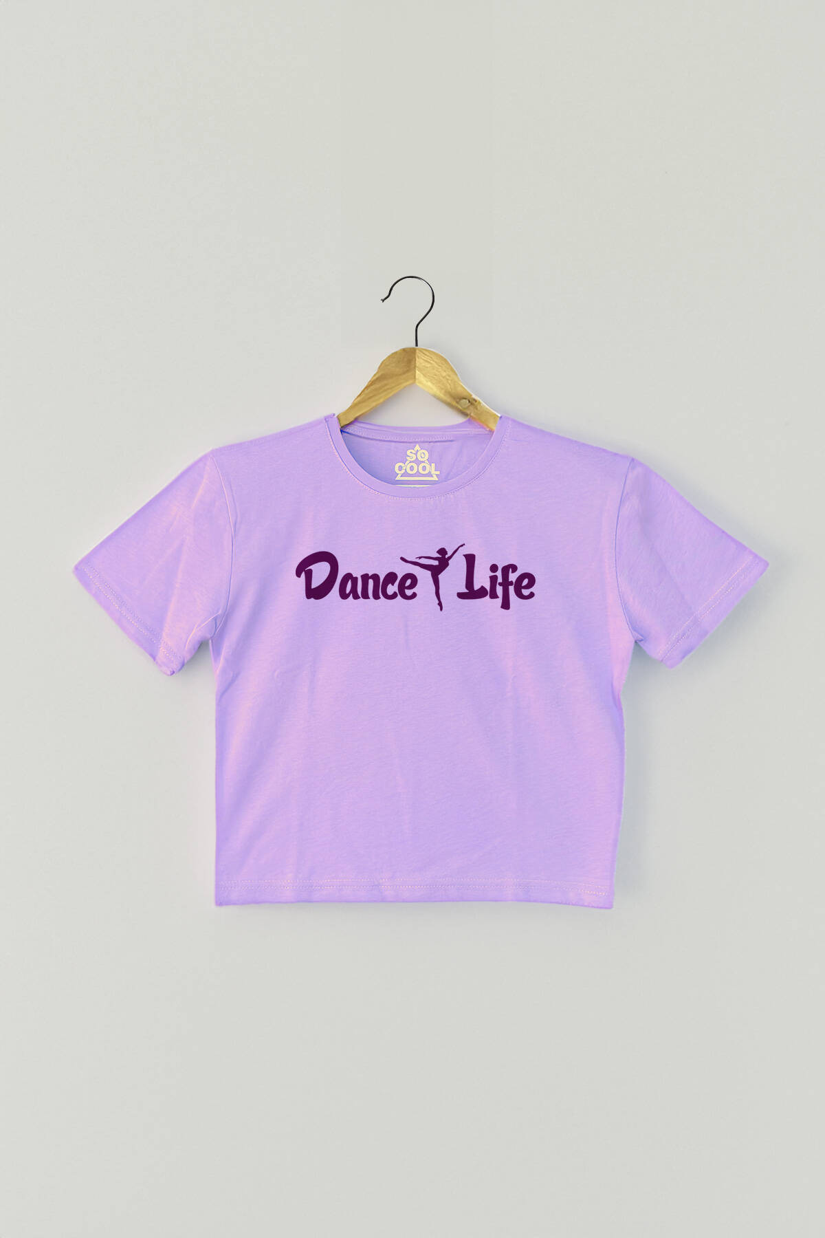 Lila Crop T-shirt Dance Life Dans Hayattır Bale Hip Hop Dancing Mor Renk Kadın Tişört Baby Tee
