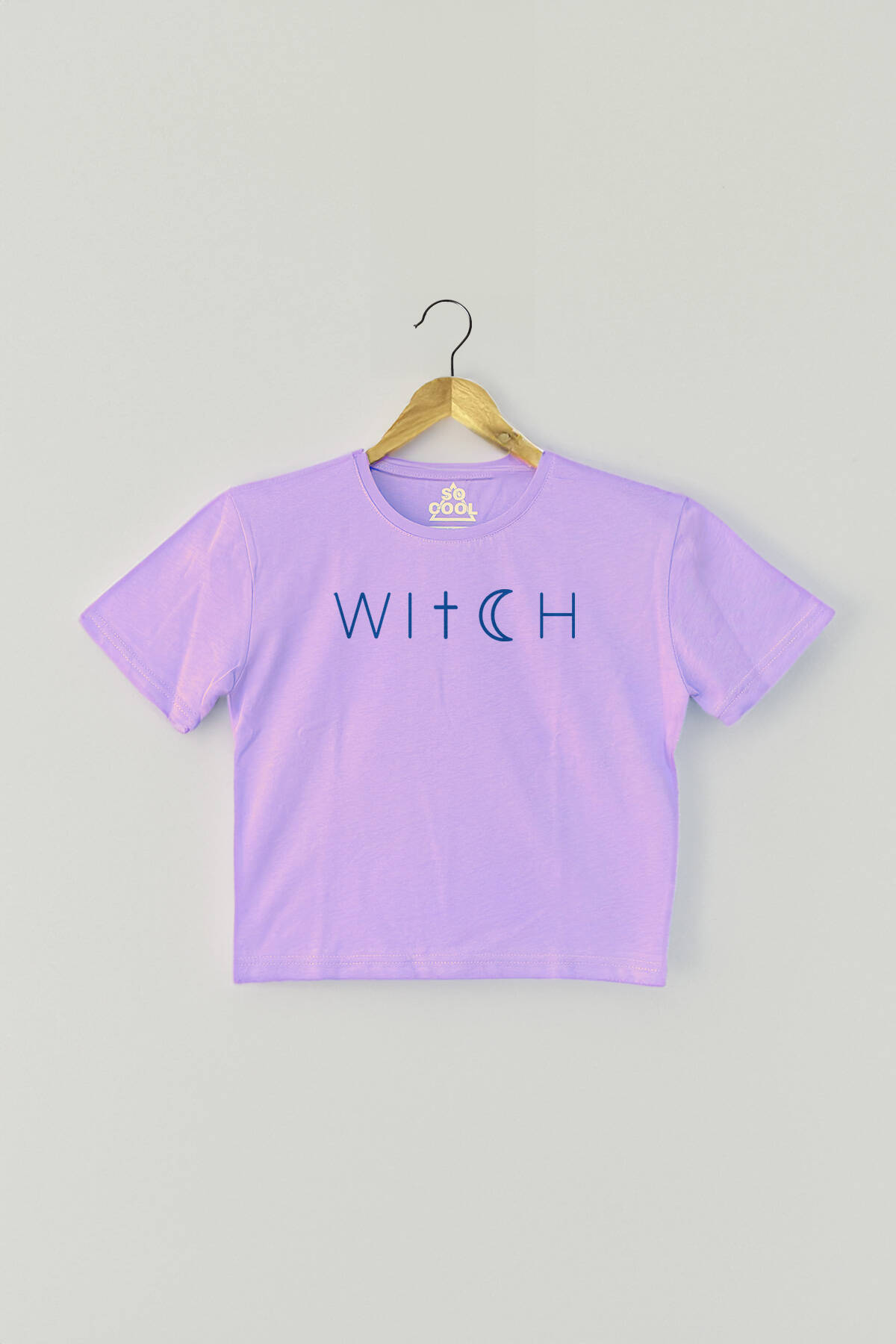 Lila Crop T-shirt Witch Cadı Mor Renk Kadın Tişört Baby Tee - 1