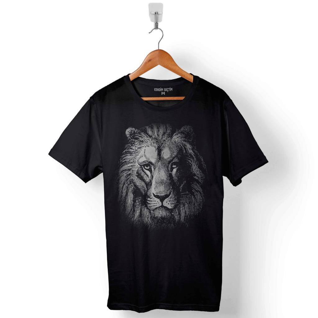 Lion Head Aslan Kafa Arslan Tarasım Baskılı Tişört Unisex T-Shirt - 1