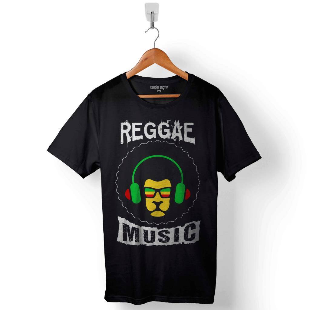Lion Raggae Music Bob Marley Baskılı Tişört Unisex T-Shirt - 1