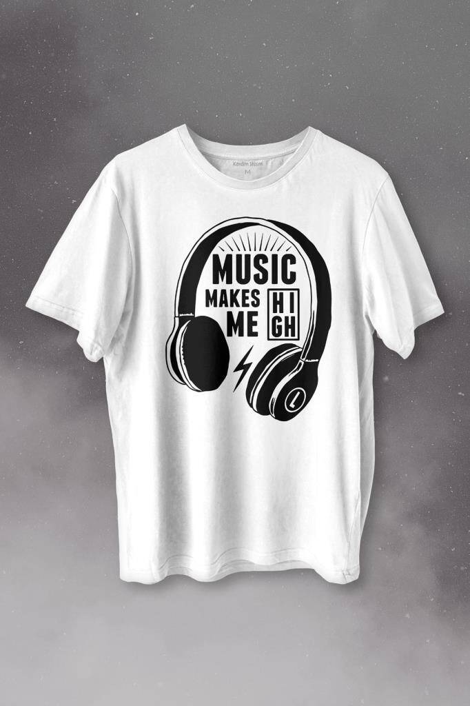 Lost Boyz Music Makes Me High Kulaklık Baskılı Tişört Unisex T-shirt - 1