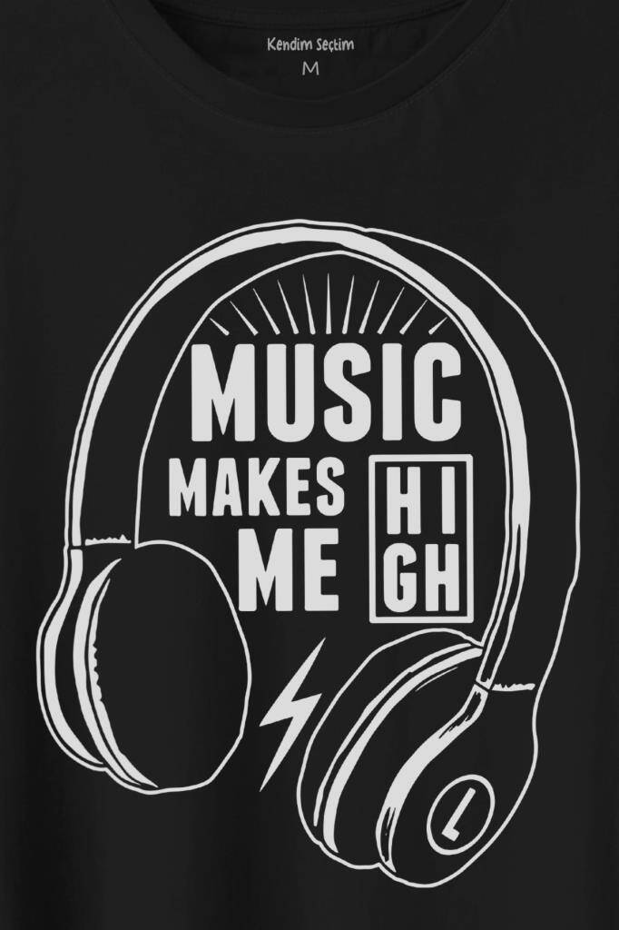 Lost Boyz Music Makes Me High Kulaklık Baskılı Tişört Unisex T-Shirt - 2