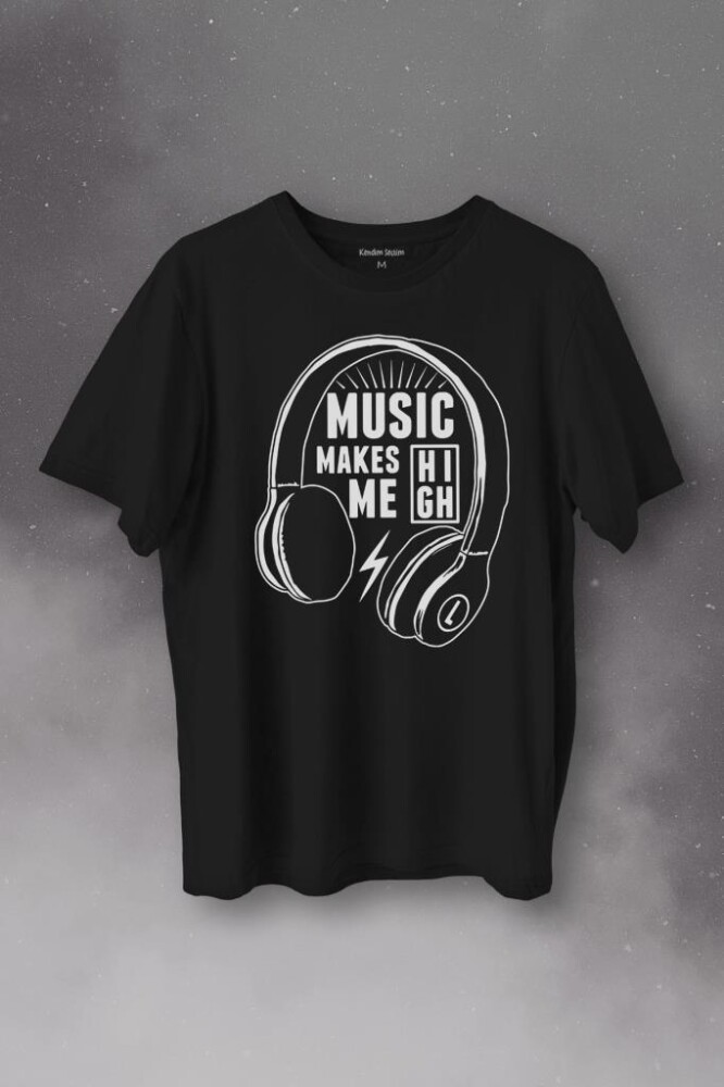 Lost Boyz Music Makes Me High Kulaklık Baskılı Tişört Unisex T-Shirt - 1