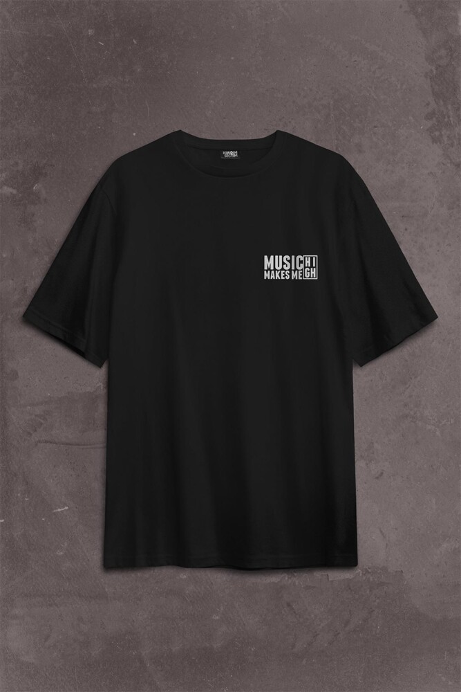 Lost Boyz Music Makes Me High Kulaklık Sırt Ön Baskılı Oversize Tişört Unisex T-Shirt - 2