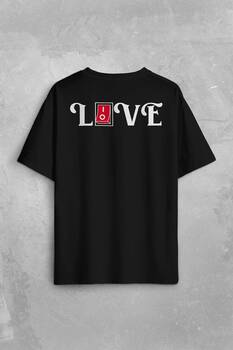 Love Live Tipografi Anahatar Sırt Ön Baskılı Oversize Tişört Unisex T-Shirt