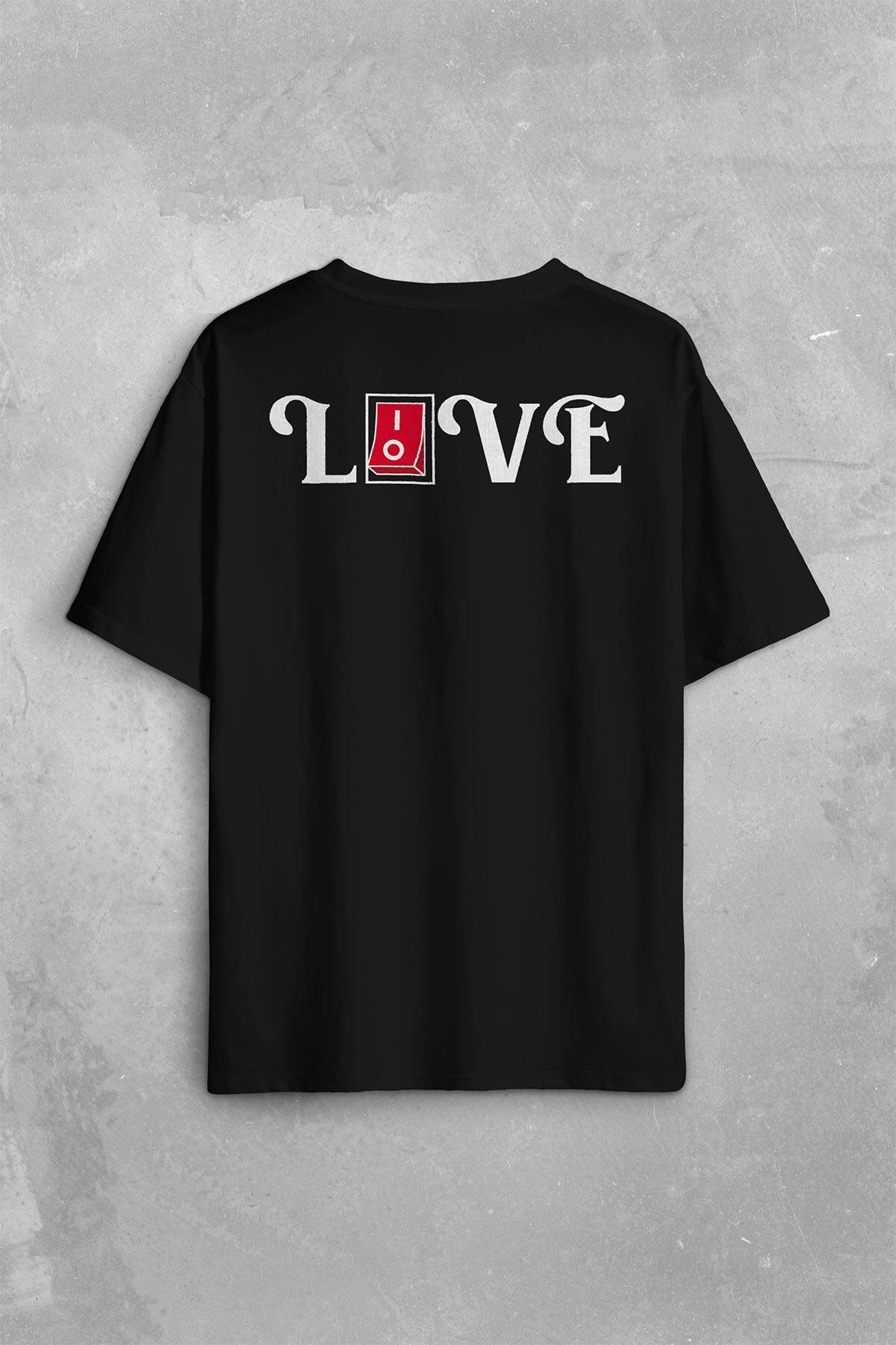 Love Live Tipografi Anahatar Sırt Ön Baskılı Oversize Tişört Unisex T-Shirt - 1