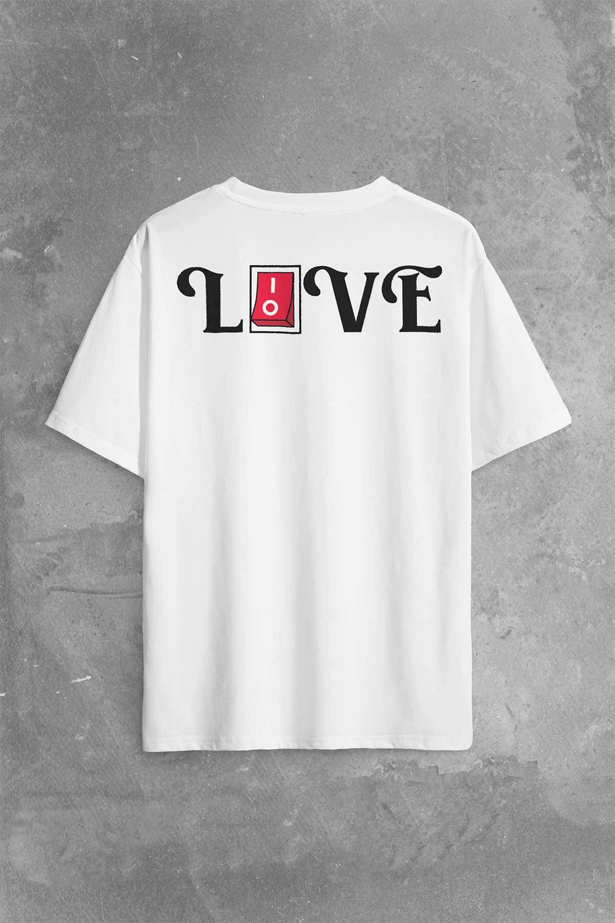 Love Live Tipografi Anahatar Sırt Ön Baskılı Oversize Tişört Unisex T-Shirt - 1