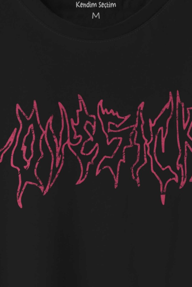 Lovesick Blackpink Kpop Korea Gotik Baskılı Tişört Unisex T-shirt - 2