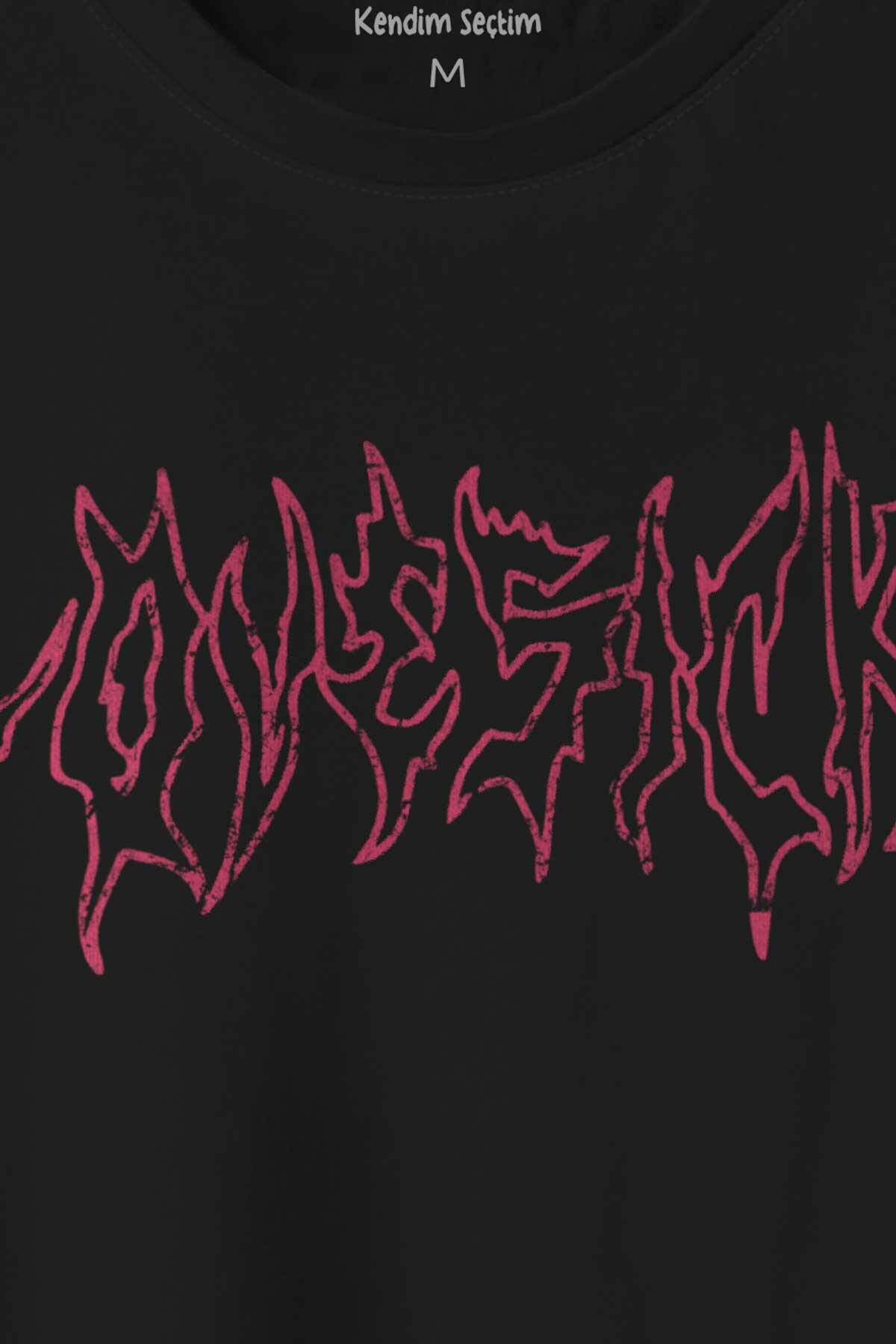 Lovesick Blackpink Kpop Korea Gotik Baskılı Tişört Unisex T-shirt (1)