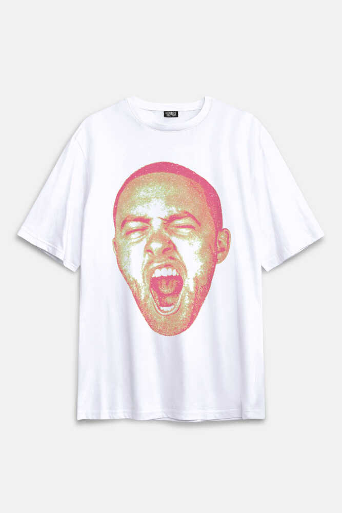 Mac Miller T-shirt Rap Hip Hop Kafa Baskılı Beyaz Oversize Tişört